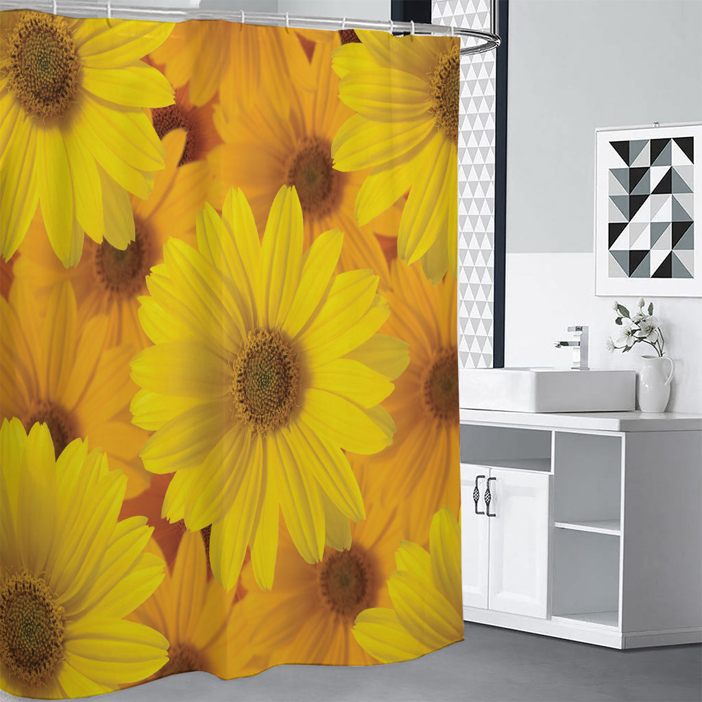 Yellow Daisy Flower Print Premium Shower Curtain