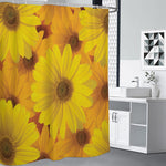 Yellow Daisy Flower Print Premium Shower Curtain