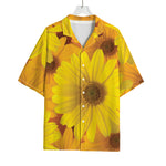 Yellow Daisy Flower Print Rayon Hawaiian Shirt