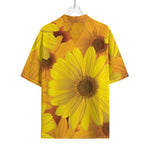 Yellow Daisy Flower Print Rayon Hawaiian Shirt