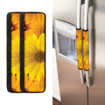 Yellow Daisy Flower Print Refrigerator Handle Covers