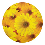 Yellow Daisy Flower Print Round Blanket