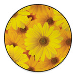 Yellow Daisy Flower Print Round Floor Mat