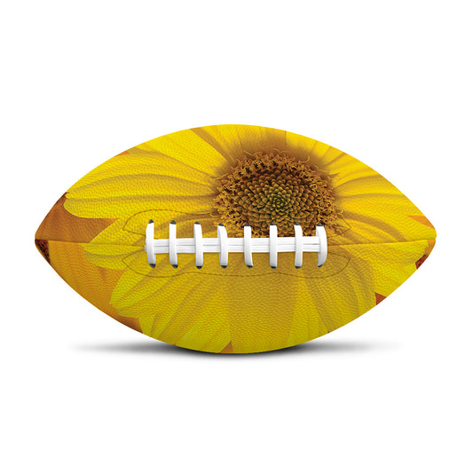 Yellow Daisy Flower Print Rugby Ball