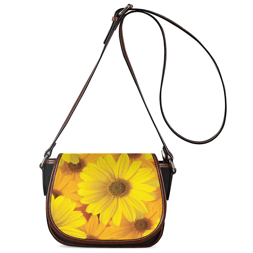 Yellow Daisy Flower Print Saddle Bag