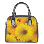 Yellow Daisy Flower Print Shoulder Handbag