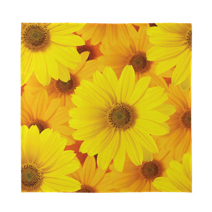 Yellow Daisy Flower Print Silk Bandana