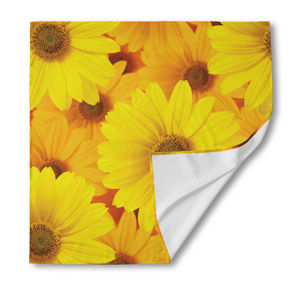 Yellow Daisy Flower Print Silk Bandana