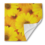 Yellow Daisy Flower Print Silk Bandana