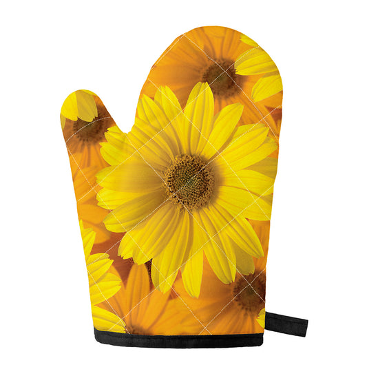 Yellow Daisy Flower Print Single Oven Mitt