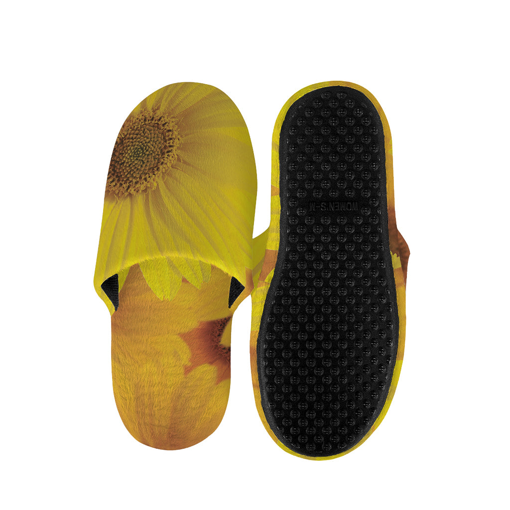 Yellow Daisy Flower Print Slippers