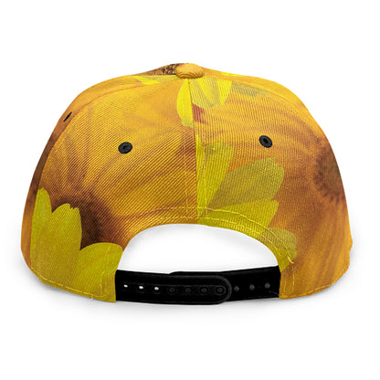 Yellow Daisy Flower Print Snapback Cap