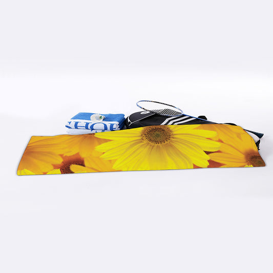 Yellow Daisy Flower Print Sports Towel