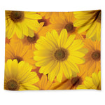 Yellow Daisy Flower Print Tapestry