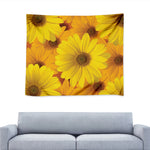 Yellow Daisy Flower Print Tapestry