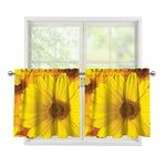 Yellow Daisy Flower Print Tier Curtains