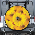 Yellow Daisy Flower Print Tire Cover With Camera Hole