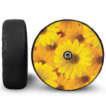 Yellow Daisy Flower Print Tire Cover With Camera Hole