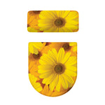 Yellow Daisy Flower Print Toilet Lid And Tank Cover Set