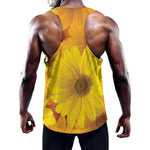 Yellow Daisy Flower Print Training Tank Top