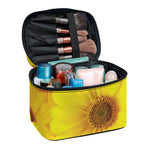 Yellow Daisy Flower Print Travel Makeup Bag