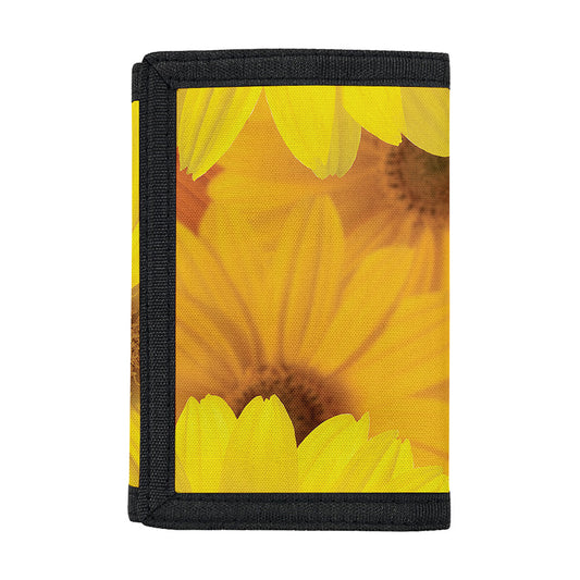 Yellow Daisy Flower Print Trifold Wallet