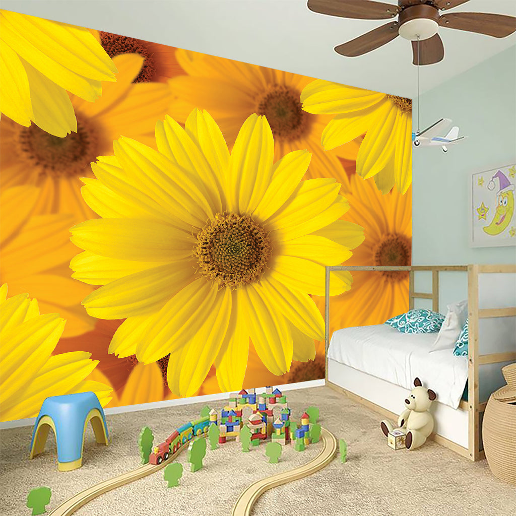 Yellow Daisy Flower Print Wall Sticker