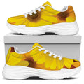Yellow Daisy Flower Print White Chunky Shoes