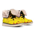 Yellow Daisy Flower Print Winter Boots