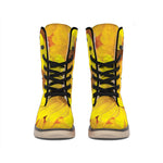 Yellow Daisy Flower Print Winter Boots