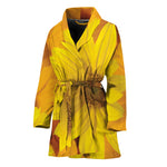 Yellow Daisy Flower Print Women's Bathrobe