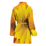 Yellow Daisy Flower Print Women's Bathrobe