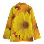 Yellow Daisy Flower Print Women's Blazer