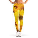 Yellow Daisy Flower Print Women's Leggings