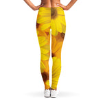 Yellow Daisy Flower Print Women's Leggings