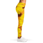 Yellow Daisy Flower Print Women's Leggings