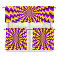 Yellow Dizzy Moving Optical Illusion 3 Piece Kitchen Curtains
