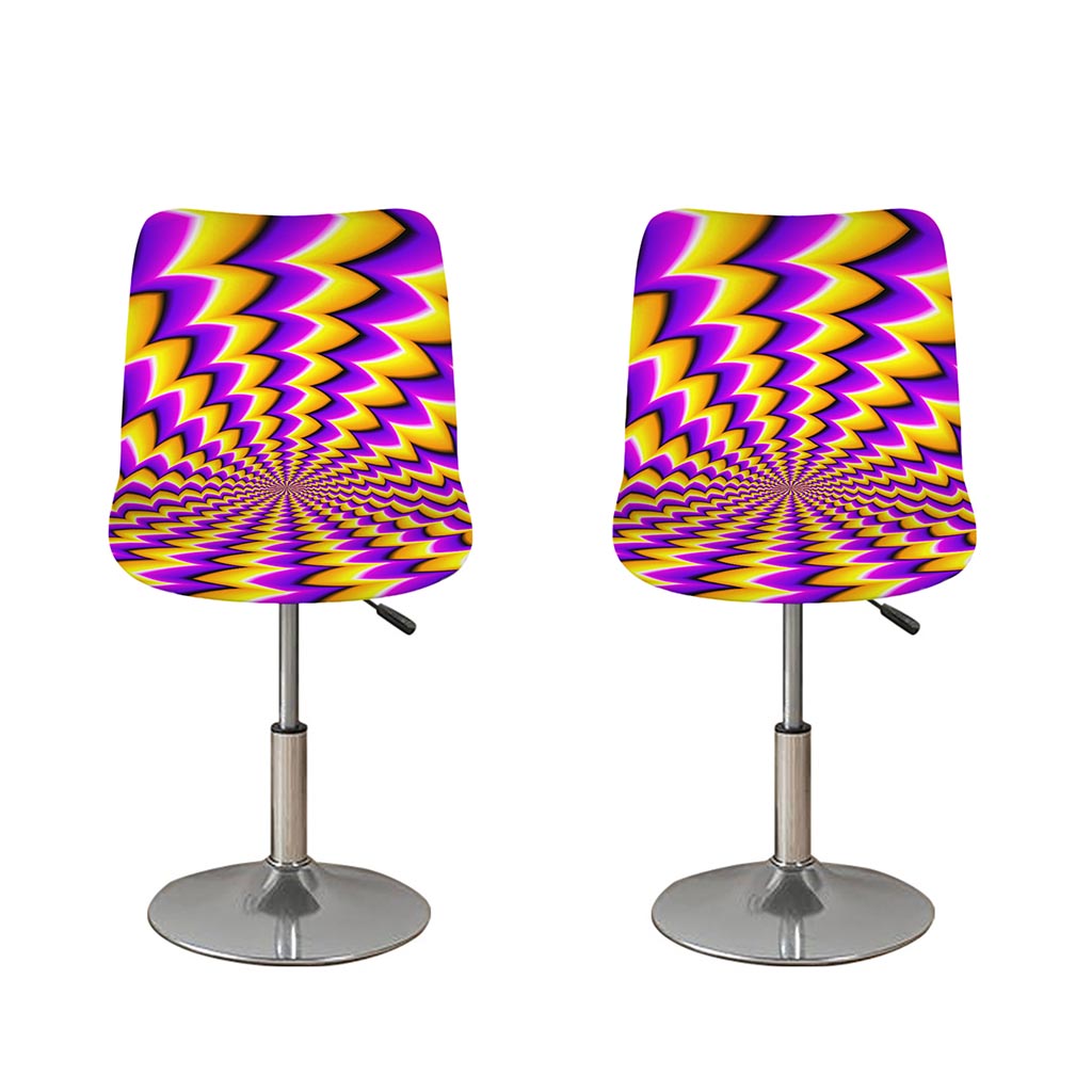 Yellow Dizzy Moving Optical Illusion Bar Stool Covers
