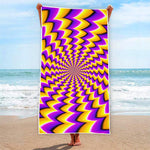 Yellow Dizzy Moving Optical Illusion Beach Towel