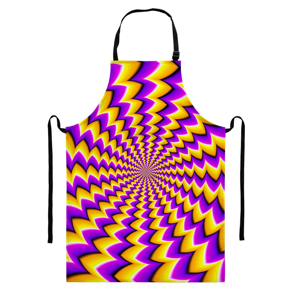 Yellow Dizzy Moving Optical Illusion Bib Apron With Pocket