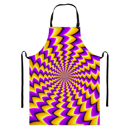 Yellow Dizzy Moving Optical Illusion Bib Apron With Pocket