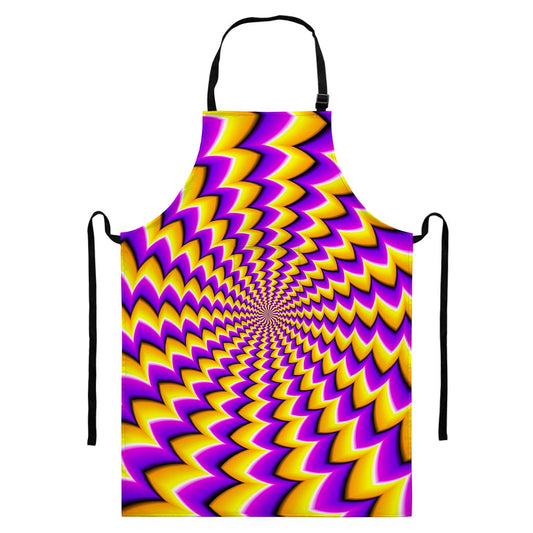 Yellow Dizzy Moving Optical Illusion Bib Apron With Pocket