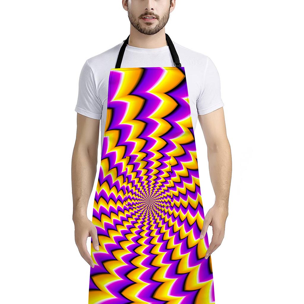Yellow Dizzy Moving Optical Illusion Bib Apron With Pocket