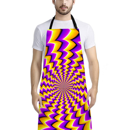 Yellow Dizzy Moving Optical Illusion Bib Apron With Pocket