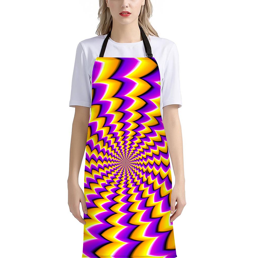 Yellow Dizzy Moving Optical Illusion Bib Apron With Pocket