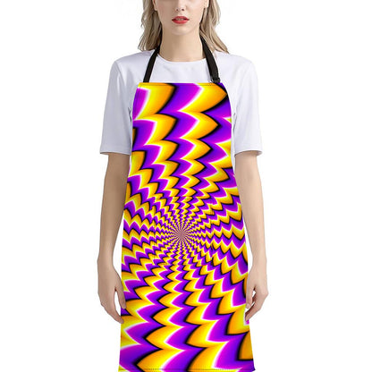 Yellow Dizzy Moving Optical Illusion Bib Apron With Pocket