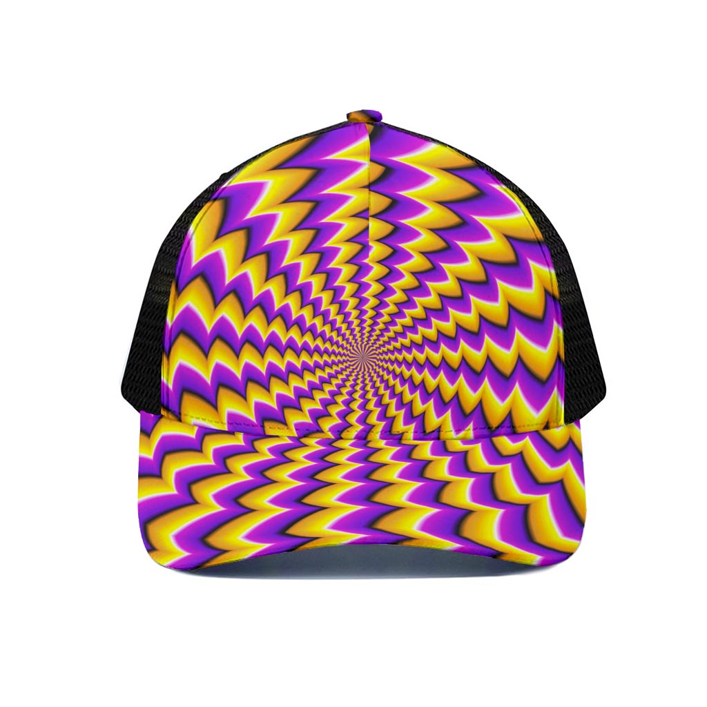 Yellow Dizzy Moving Optical Illusion Black Mesh Trucker Cap