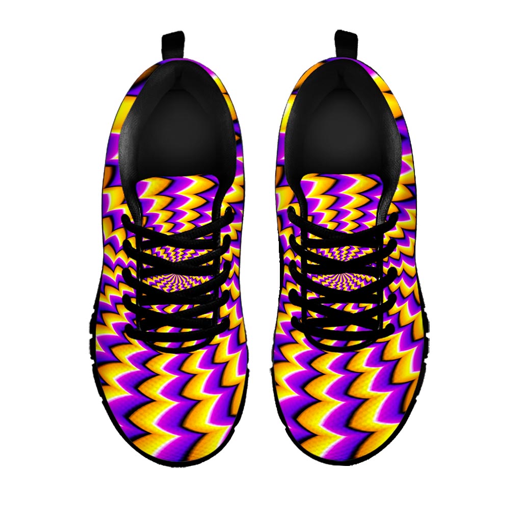 Yellow Dizzy Moving Optical Illusion Black Running Shoes