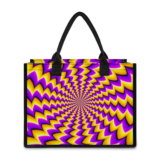 Yellow Dizzy Moving Optical Illusion Canvas Tote Bag
