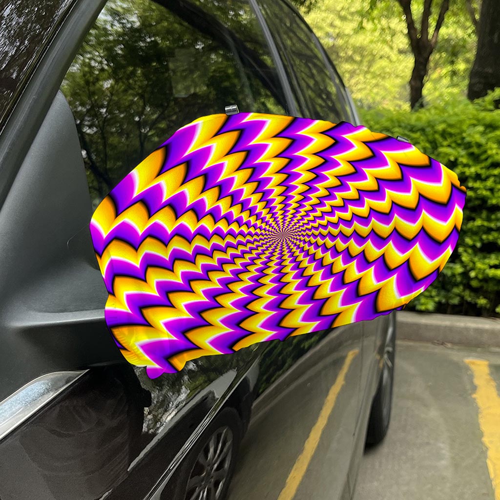 Yellow Dizzy Moving Optical Illusion Car Side Mirror Covers